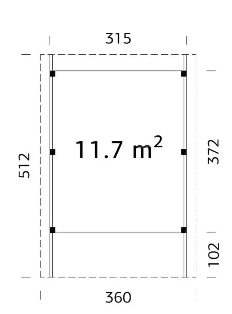 Přístřešek pro automobil Palmako KARL 11,7 m2