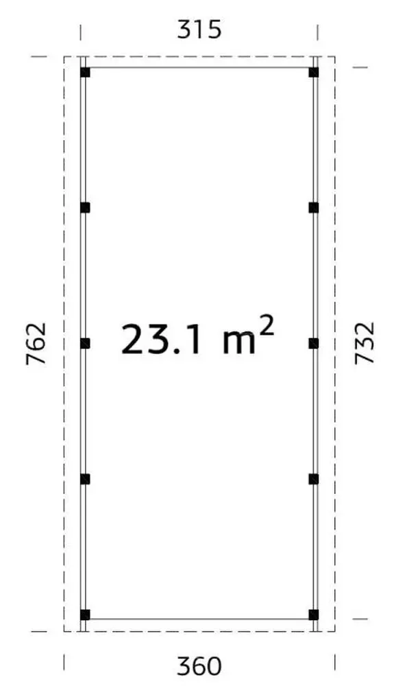 Přístřešek pro automobil Palmako KARL 23,1 m2
