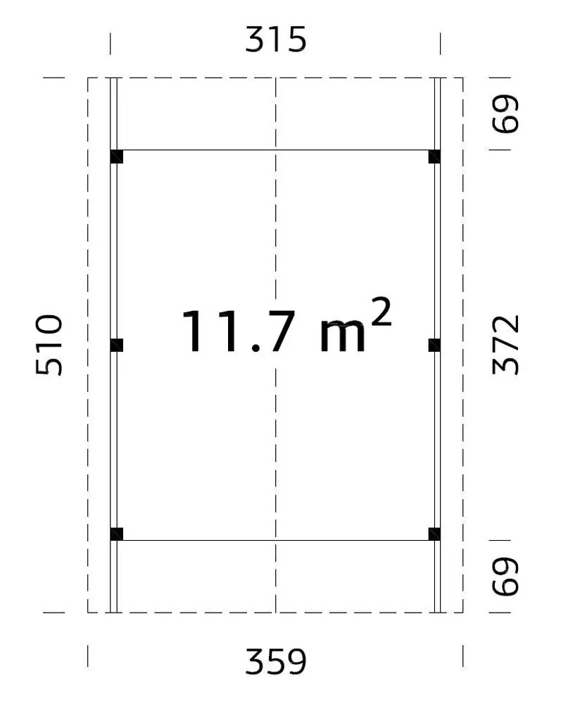 Přístřešek pro automobil Palmako ROBERT 11,7 m2