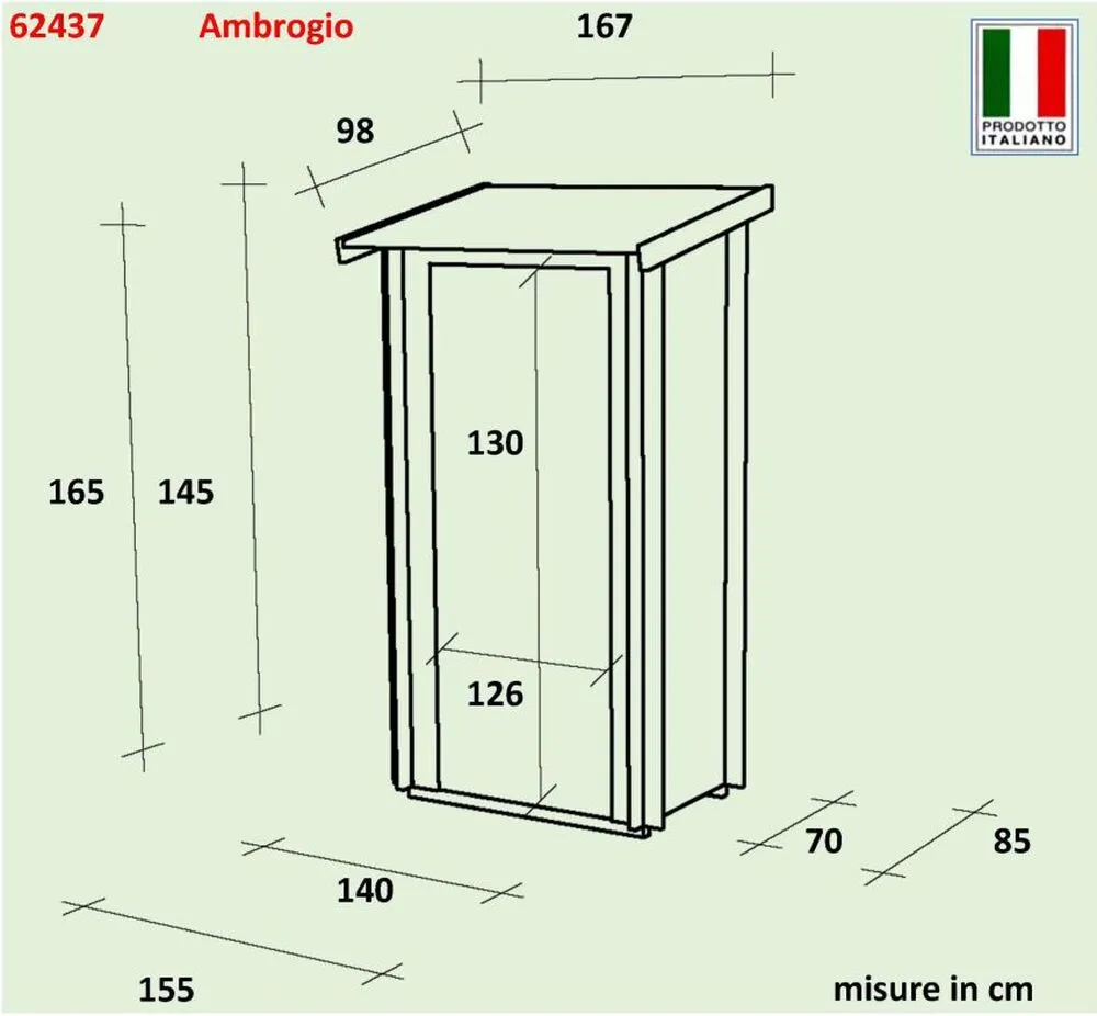 Zahradní domek ALCE AMBROGIO 155x85 cm, tl.16 mm - Zelená barva