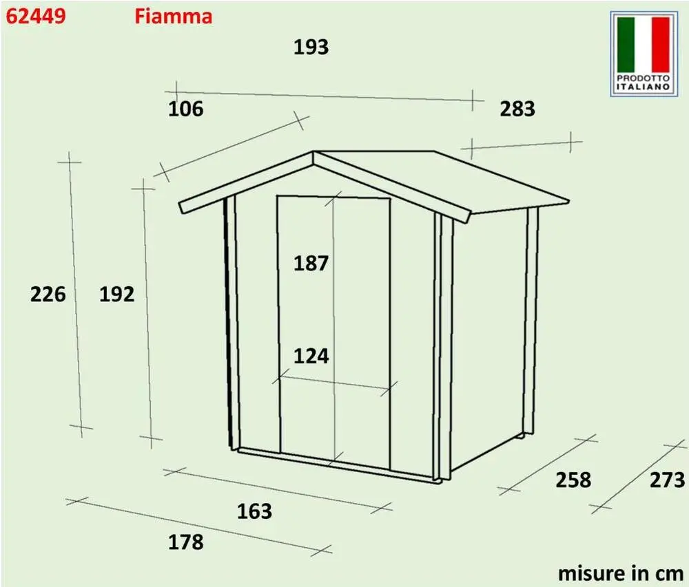 Zahradní domek ALCE FIAMMA 210x100 cm, tl.16 mm