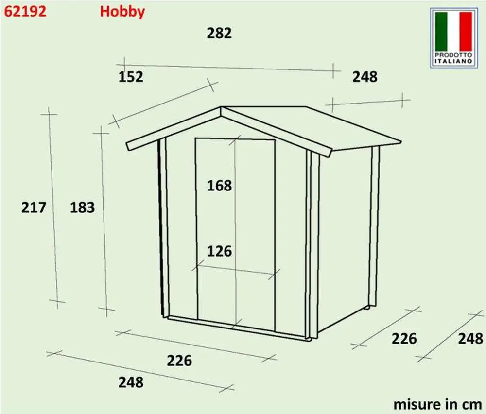 Zahradní domek ALCE HOBBY 248x248 cm, tl.19 mm