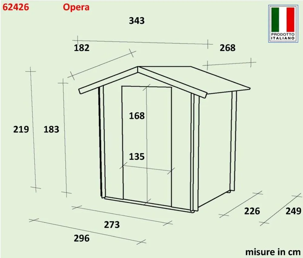 Zahradní domek ALCE OPERA 296x249 cm, tl.25 mm