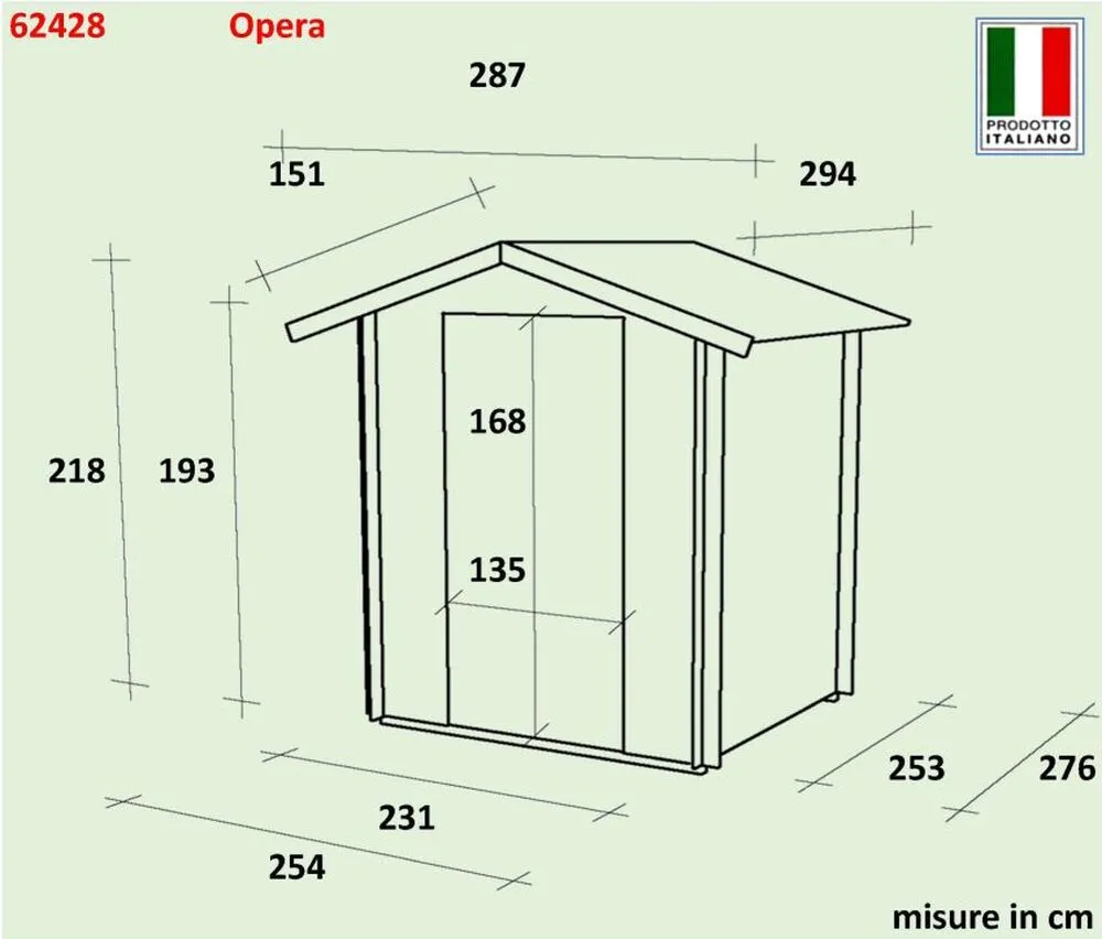 Zahradní domek ALCE OPERA 254x276 cm, tl.25 mm
