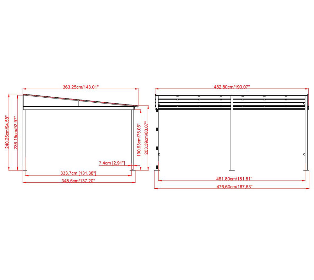 Sojag hliníkové zastřešení terasy St. BARTH 1216 - Antracit