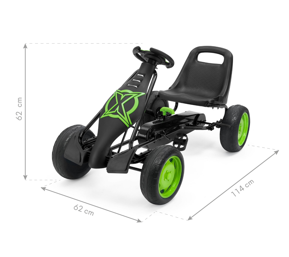 Šlapací motokára Xootz Go-Kart Viper - Černo-zelená