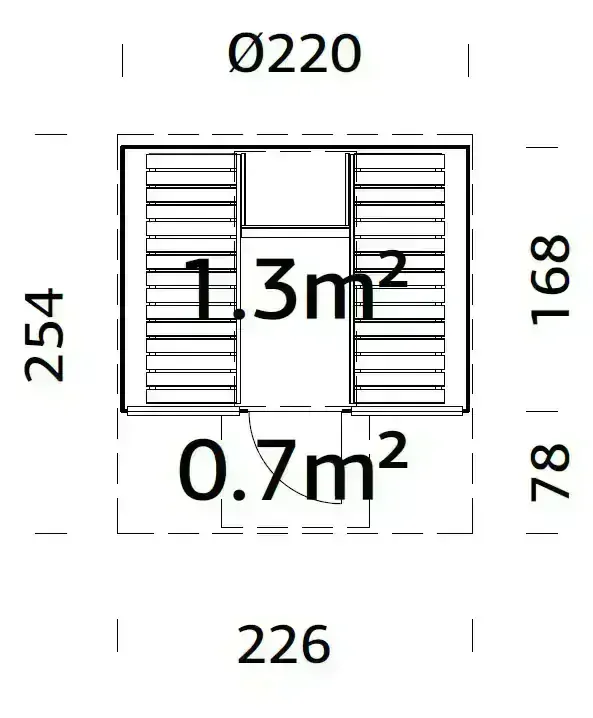 Sudová sauna Palmako ANITA 1,3 + 0,7 m2 (bez kamen) - prosklenná