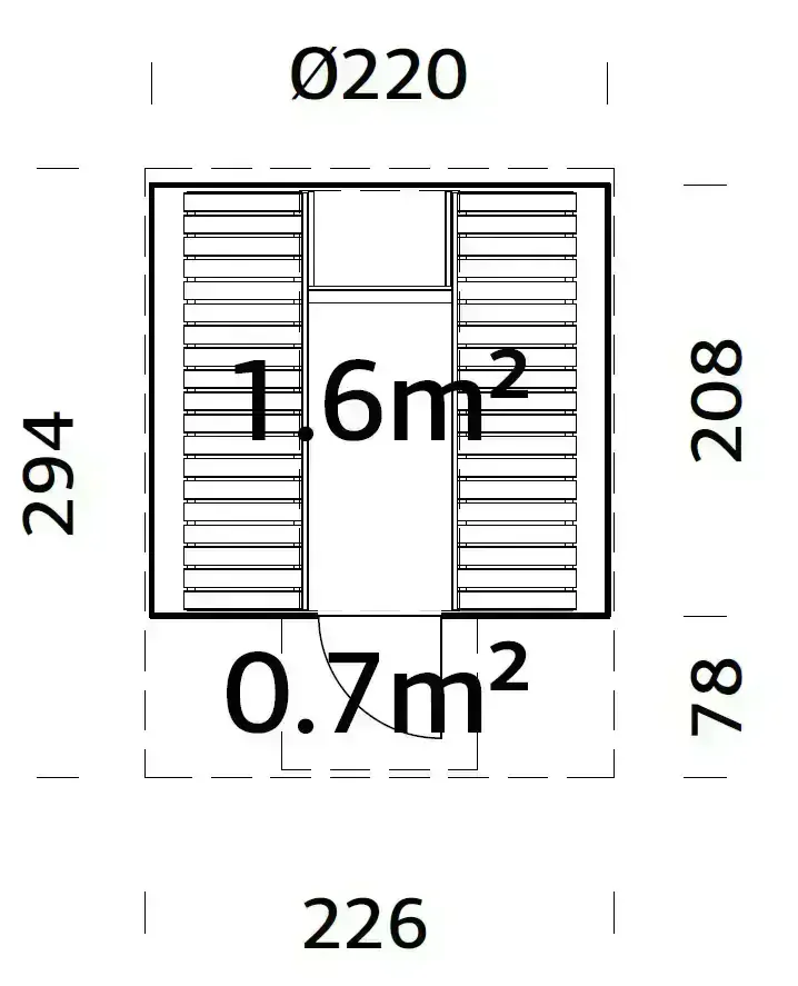 Sudová sauna Palmako ANITA 1,6 + 0,7 m2 (bez kamen)