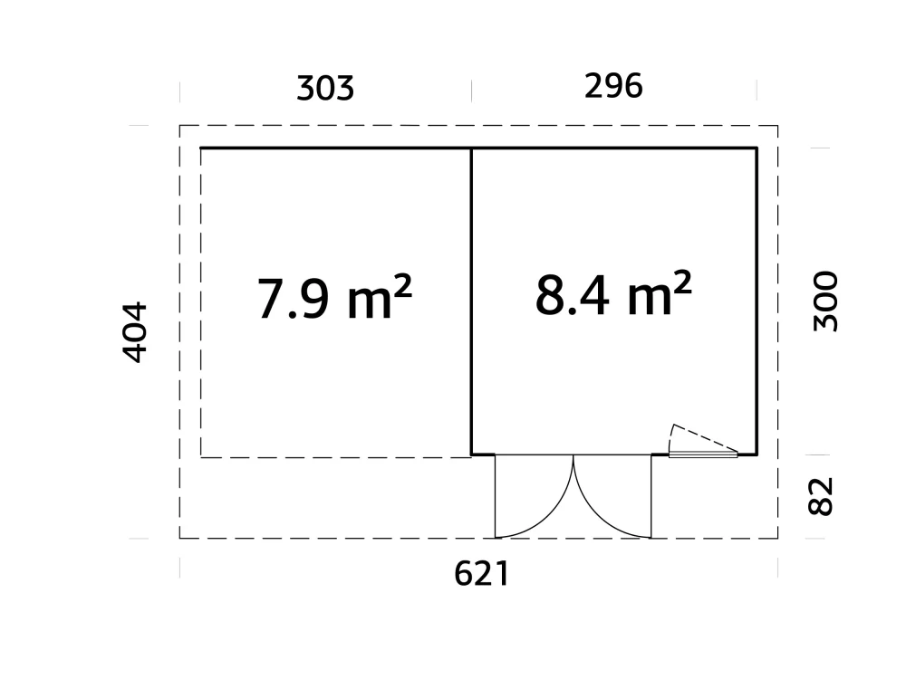 Zahradní domek Palmako AURELIA 8,4+7,9 m2 (hliníková okna a dveře)