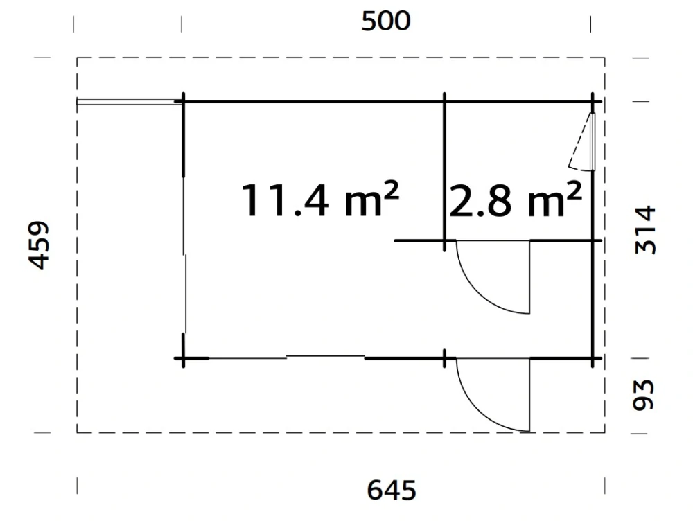 Zahradní domek Palmako CECILIA 14,2 m2 ( s posuvnými dveřmi s dvojitým sklem )