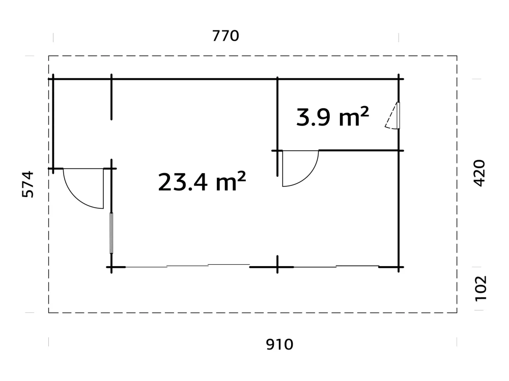 Zahradní domek Palmako CECILIA 27,3 m2 ( s posuvnými dveřmi s dvojitým sklem )