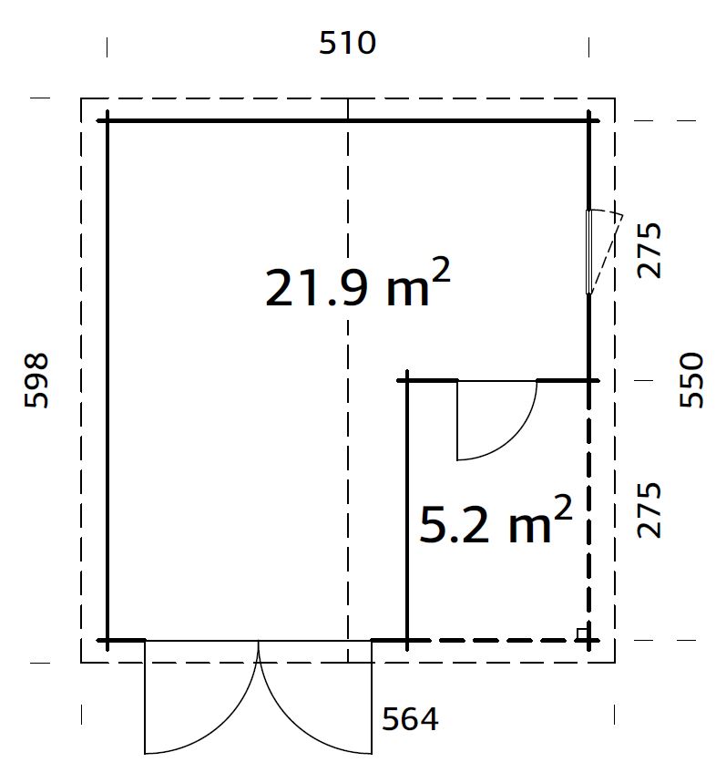 Dřevěná garáž Palmako ROGER 21,9 + 5,2 m2