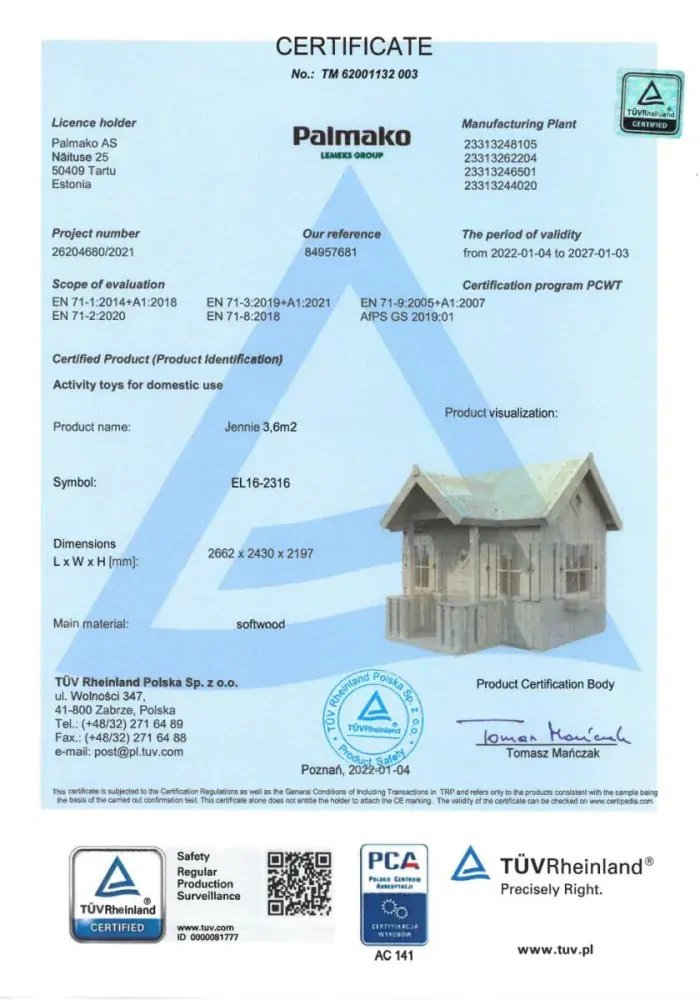 Dětský domek Palmako JENNIE 3,6 m2