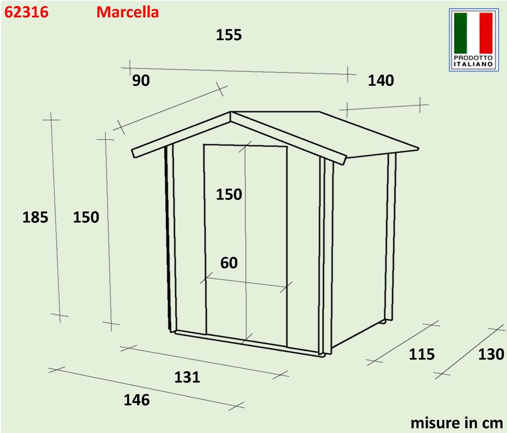 Zahradní domek ALCE MARCELLA 146x130 cm, tl.16 mm