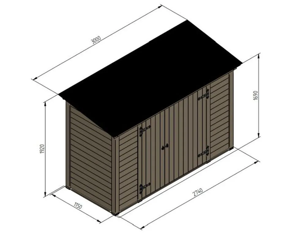 Nářaďový domek ( dřevník ) HEROLD H2 ( 274 x 115 cm )
