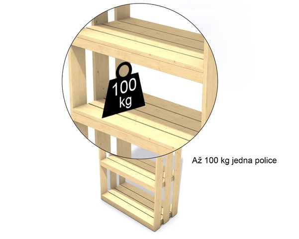 Dřevěný regál Herold (247,2x40x200 cm)