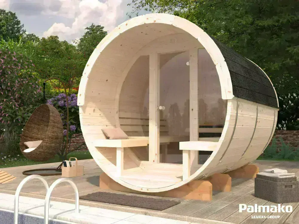 Sudová sauna Palmako ANITA 1,3 + 0,7 m2 (bez kamen) - prosklenná