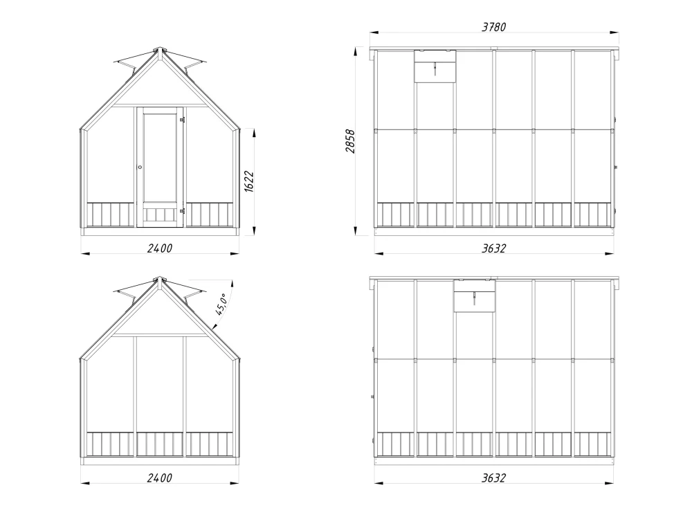 Zimní zahrada Palmako EMILIA 8,2 m2 ( tmavě šedá )