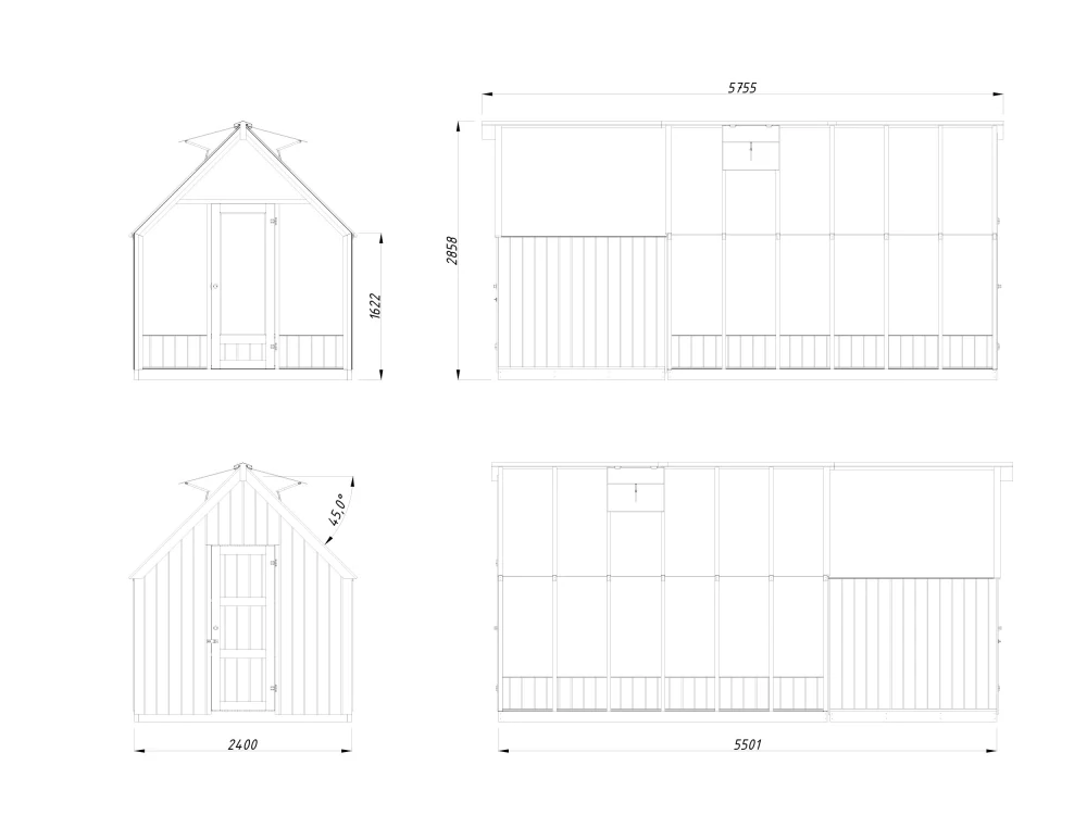 Zimní zahrada Palmako EMILIA 8,2+4,0 m2 ( tmavě šedá )