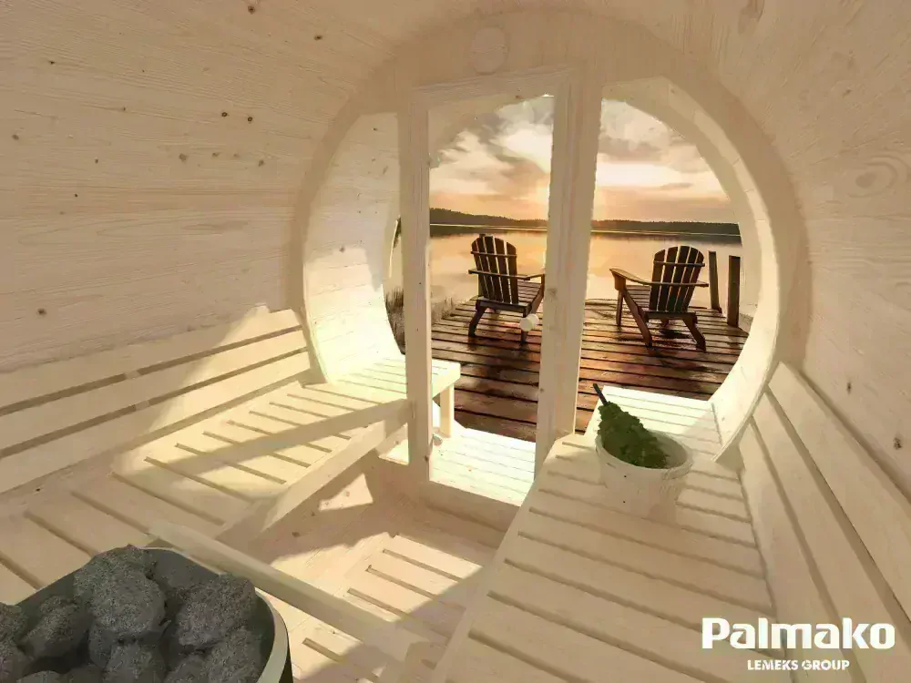 Sudová sauna Palmako ANITA 1,3 + 0,7 m2 (bez kamen) - prosklenná