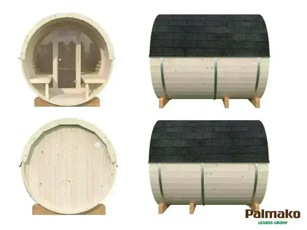 Sudová sauna Palmako ANITA 1,3 + 0,7 m2 (bez kamen) - prosklenná
